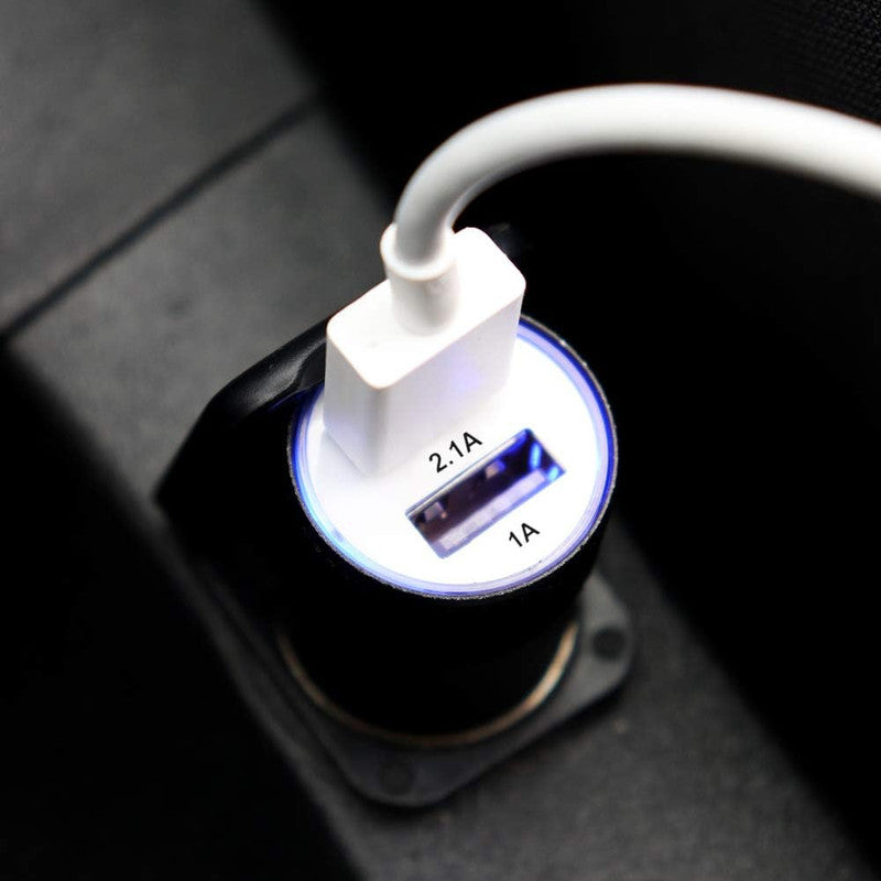 Chargeur Allume-Cigare USB de voiture Noir Double Ports Ultra Rapide USB X2 Car Charger 12/24V ** aux normes CE ** compatible avec Vivo Y300 GT Vivo
