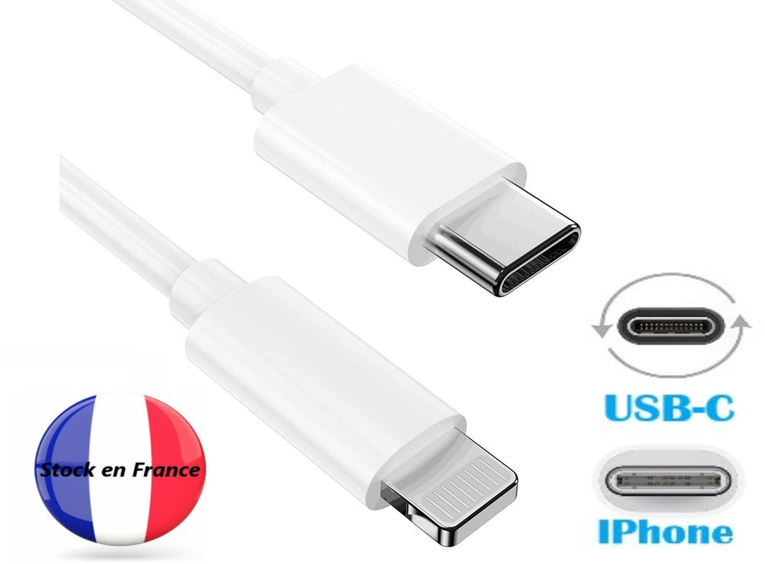 Câble USB Type C vers lightning - 1 Mètre compatible avec Iphone 11 Pro Charge Rapide - Câble de Recharge/Synchronisation Rapide et Transfert de données Iphone