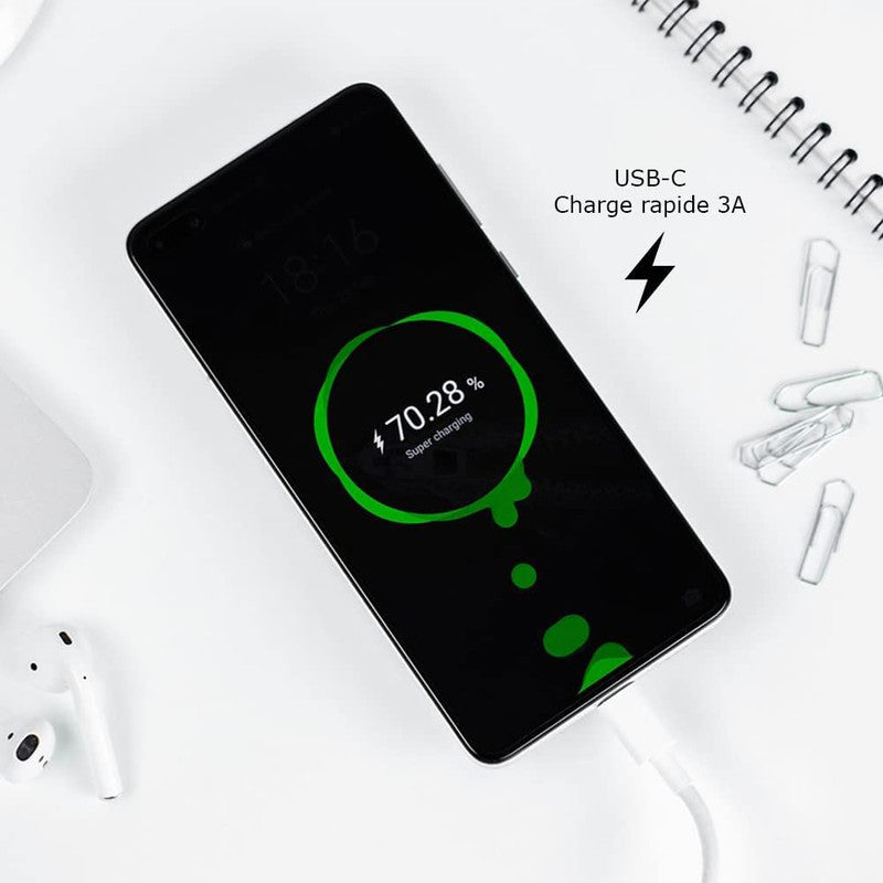 Super Pack Chargeur + Câble pour Xiaomi Redmi 10 Power Fast Charger Ultra-puissant et rapide NOUVELLE GENERATION 3A avec CABLE Type C Chargement/Transfert de données Xiaomi