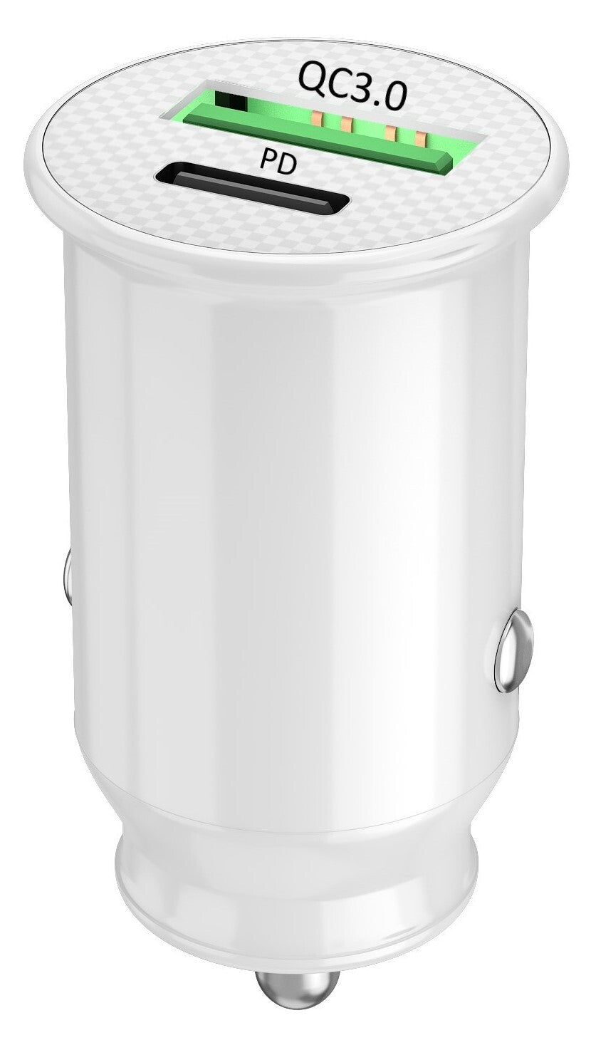 PH26 Chargeur Voiture Allume-cigare compatible avec Motorola Moto G86 Power 5G Ultra-compact et puissant USB vers USB Type C Charge Rapide 30W PD & QC 3.0 - 2 Ports pour charger 2 appareils simultanément Motorola