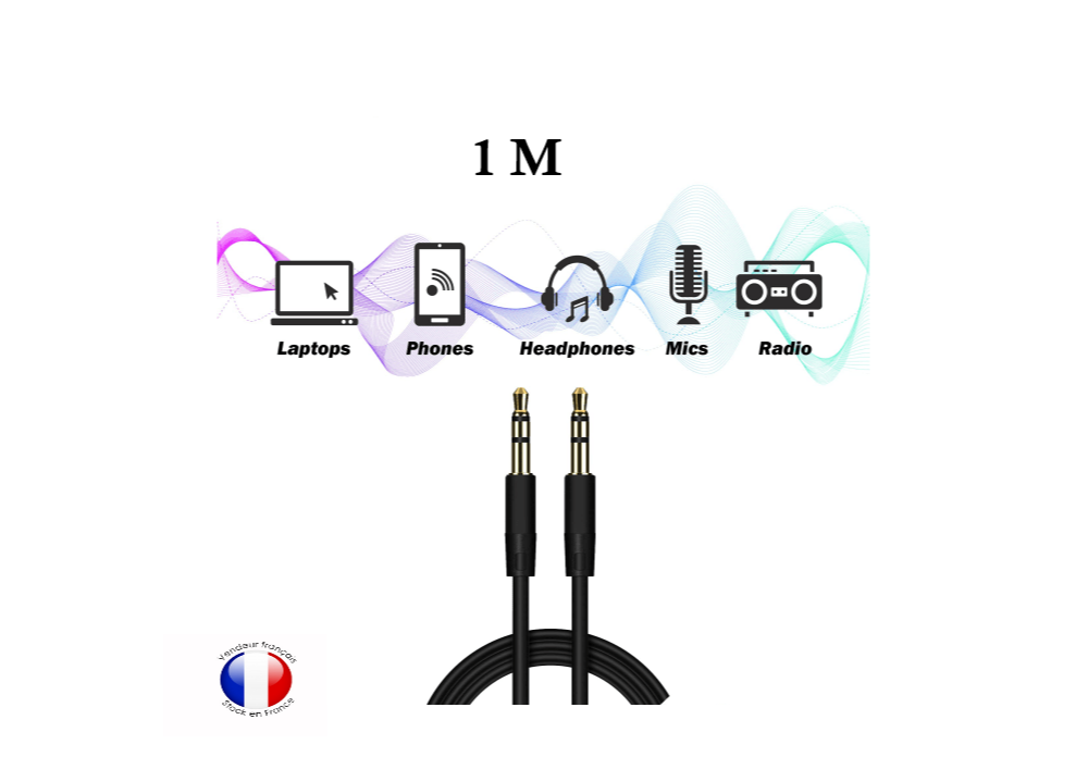 Câble USB C vers mini Jack 3.5mm Audio Auxiliaire 1 Mètre compatible Samsung Galaxy F05. Relier votre mobile à votre casque, enceinte, autoradio
