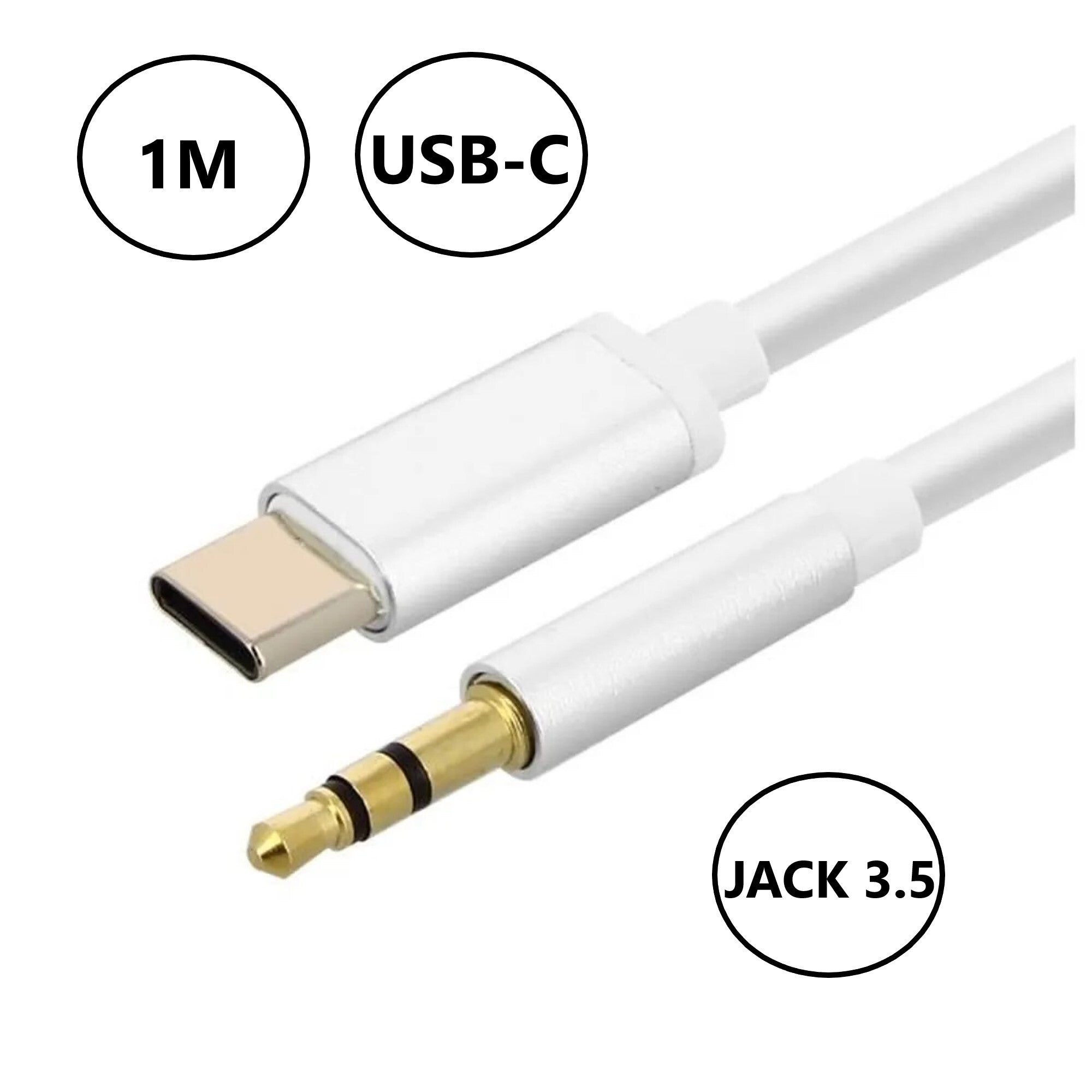 Câble USB C vers mini Jack 3.5mm Audio Auxiliaire 1 Mètre compatible BLU Bold N3. Relier votre mobile à votre casque, enceinte, autoradio BLU