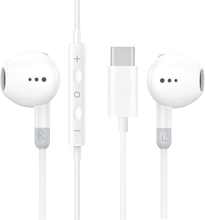 Écouteurs Filaires USB-C, Écouteurs Intra Auriculaires avec Micro et Contrôle du Volume, HiFi Stéréo Ecouteurs compatibles avec Xiaomi Redmi A3X – Blancs ZTE