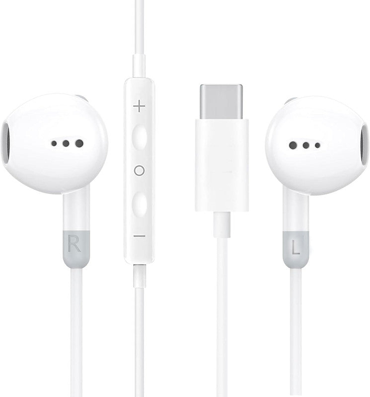 Écouteurs Filaires USB-C, Écouteurs Intra Auriculaires avec Micro et Contrôle du Volume, HiFi Stéréo Ecouteurs compatibles avec XiaomiRedmi K70 Utra – Blancs XiaomiRedmi