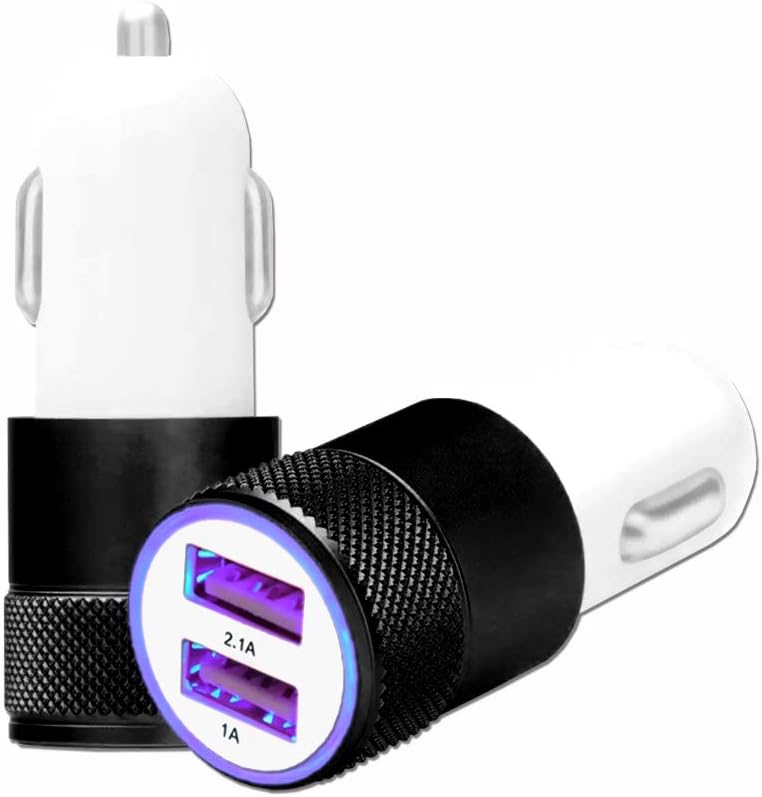 Chargeur Allume-Cigare USB de voiture Noir Double Ports Ultra Rapide USB X2 Car Charger 12/24V ** aux normes CE ** compatible avec Iphone 16e Iphone