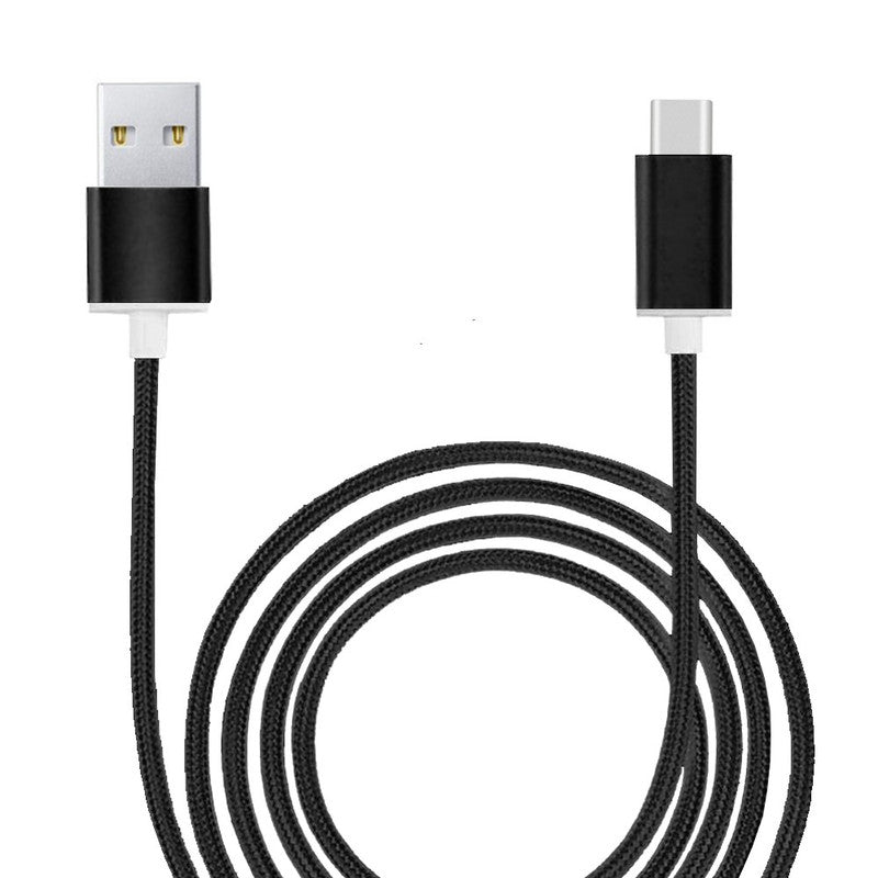 USB-C Cable Compatible with Realme C63 5G Nylon Braided USB Cable 1 Meter Fast Charging/Sync Cable-Data Transfer - BLACK