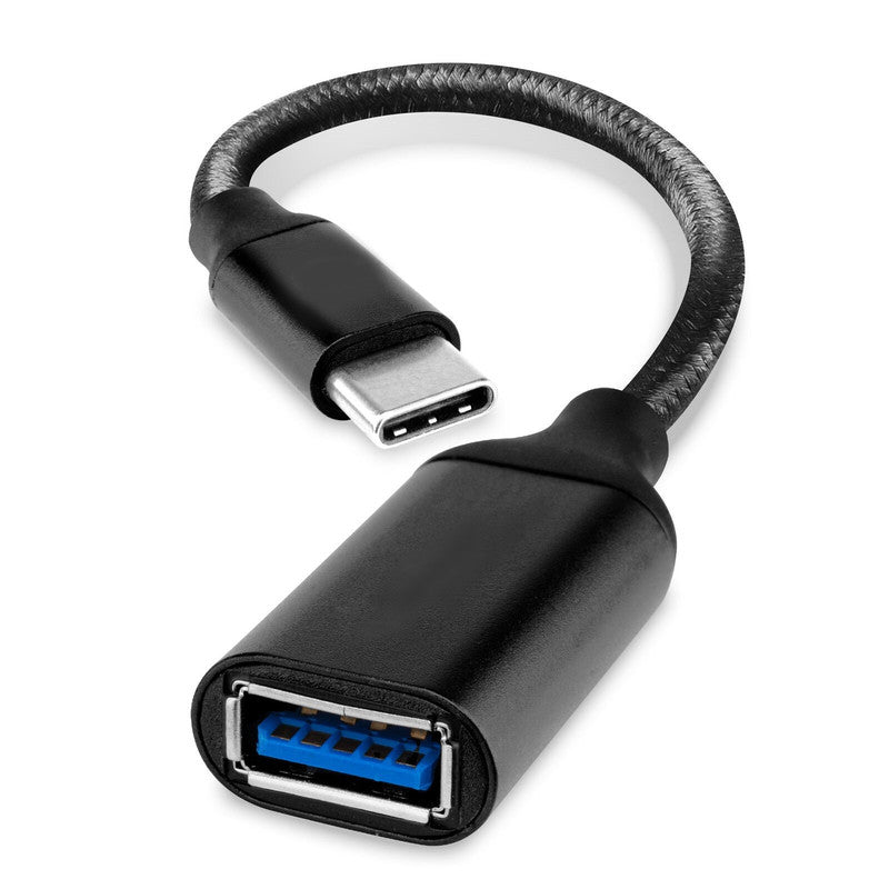 PH26 USB-C to USB-A OTG Adapter Cable Compatible with Xiaomi Redmi A4 5G - USB C Male to USB A Female Nylon Braided Aluminum