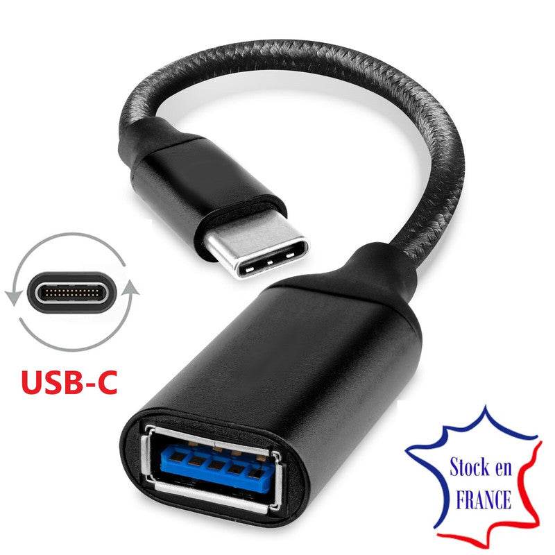 PH26 Câble Adaptateur OTG compatible Vivo Y04 USB-C Mâle vers USB - A Femelle Nylon Tressé Aluminium - Câble USB C Mâle vers USB A Femelle - 20 cm Vivo