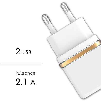 Chargeur Secteur Compatible Vivo S18e ultra-puissant et rapide 2X USB 5V / 2,1A + 1A en toute sécurité Vivo