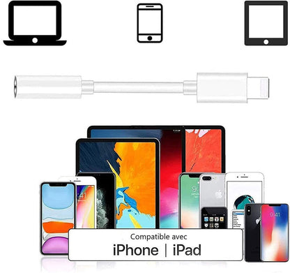 Câble lightning vers mini Jack 3.5mm Audio Auxiliaire compatible avec Iphone 7 Plus. Reliez votre mobile à votre casque, enceinte, autoradio Apple
