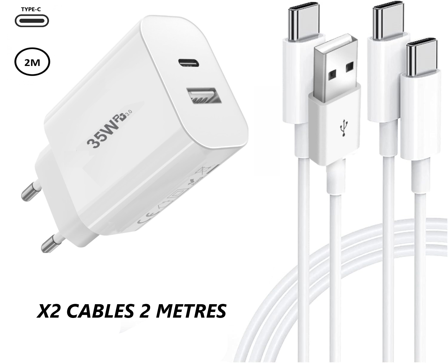 PH26 35W USB-C Charger Compatible with ZTE Blade V2021 5G, 2 Ports PD 3.0 QC 3.0 Ultra Fast Wall Charger