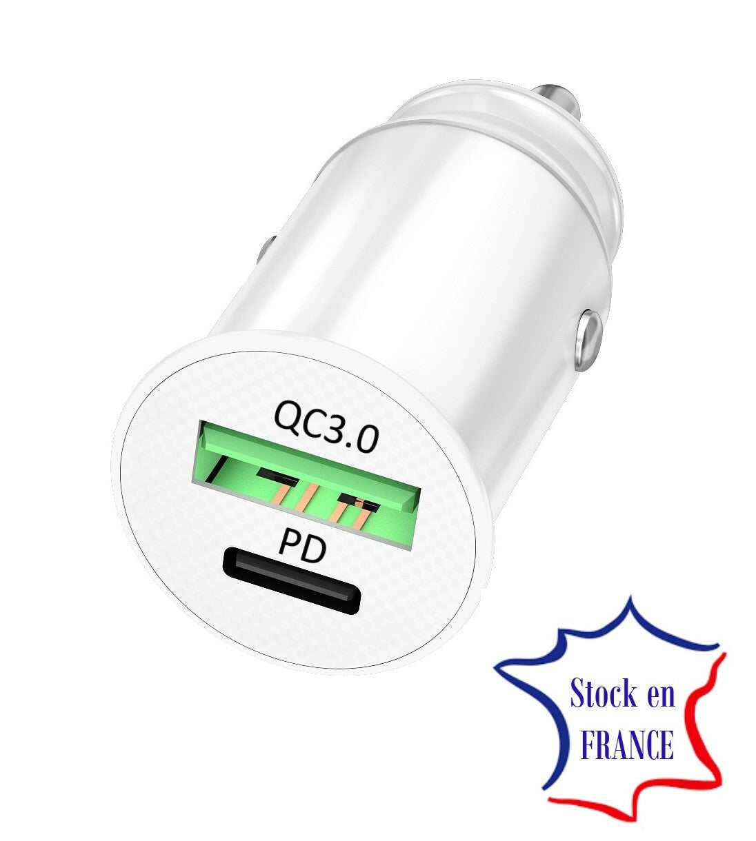 PH26 Chargeur Voiture Allume-cigare compatible OnePlus Ace 3 Pro Ultra-compact et puissant USB vers USB Type C Charge Rapide 30W PD & QC 3.0 - 2 Ports pour charger 2 appareils simultanément OnePlus