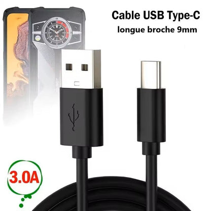 BPROD Câble USB Type-C longue broche 9mm compatible avec Blackview BV6300 Pro chargeur rapide, connecteur 9mm de long – 1 mètre Blackview