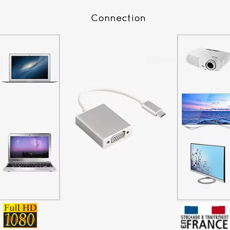 PH26  Adaptateur USB-C vers VGA 1080p compatible avec Samsung Galaxy M16 5G Samsung