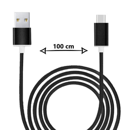 Câble USB-C Compatible Vivo Y36 5G Câble USB Tressé Nylon 1 Mètre Câble Charge/Synchro Rapide-Transfert de données - NOIR Vivo